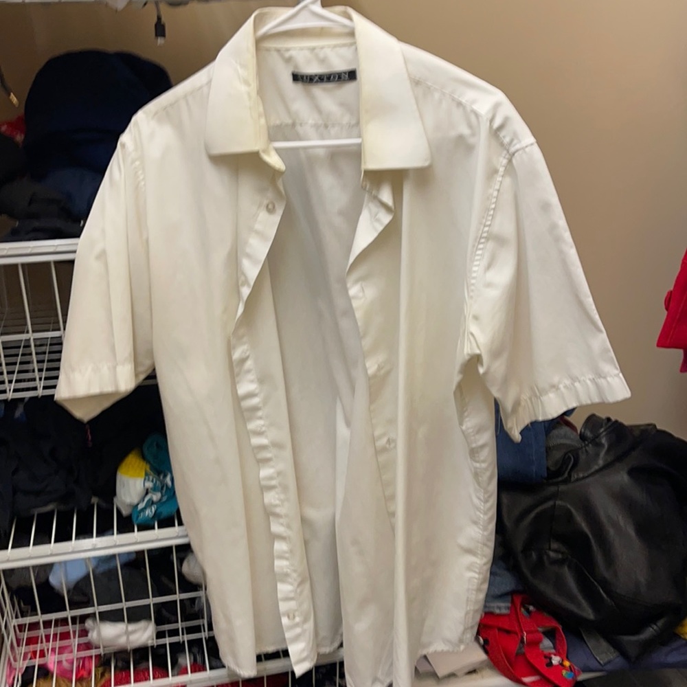 Slim fit short sleeve white dress shirt